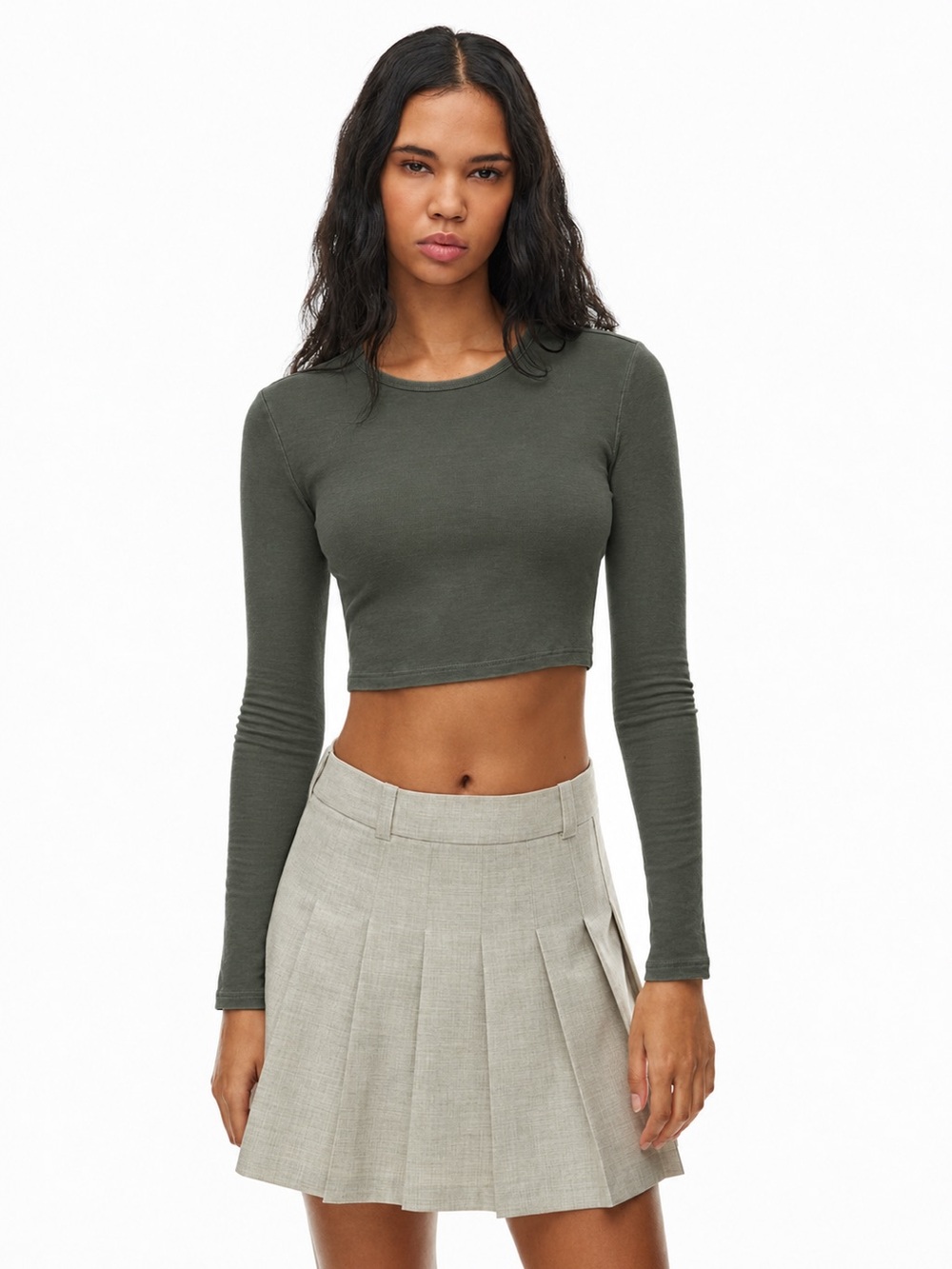 Aritzia Sunday Best Bliss cropped long sleeve shirt size M
